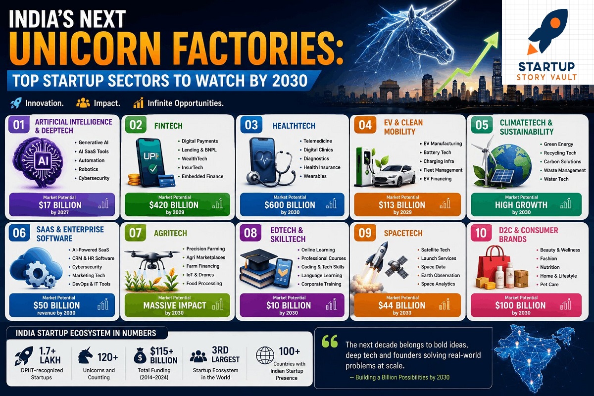 India’s Next Unicorn Factories: Top Startup Sectors to Watch by 2030